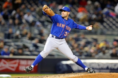 Apr 24, 2015; Bronx, NY, USA; New York Mets relief pitcher Sean Gilmartin (36) pitches against the New York Yankees during the sixth inning at Yankee Stadium. Mandatory Credit: Brad Penner-USA TODAY Sports